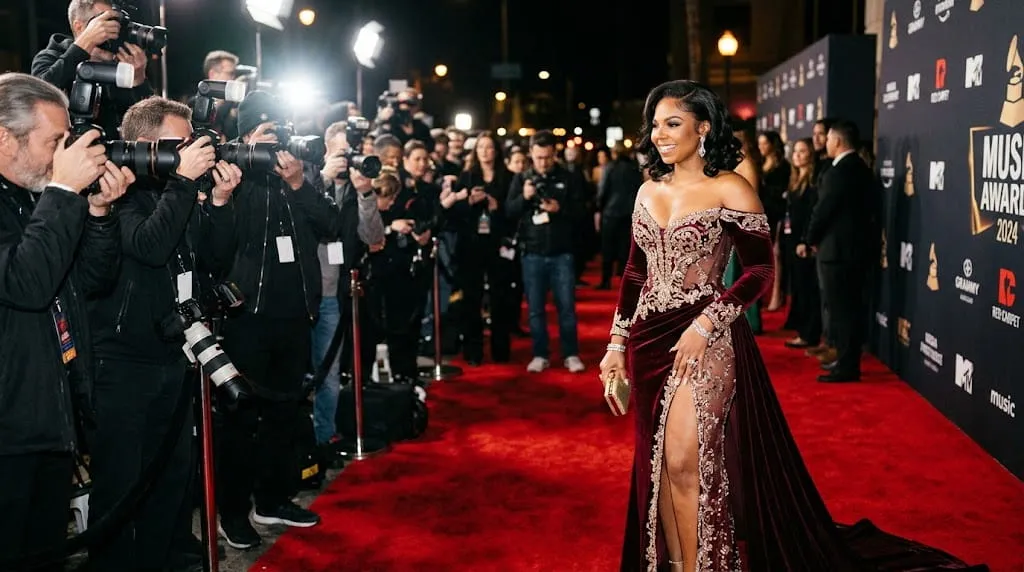 Ashanti at an awards show, a career milestone tied to her net worth