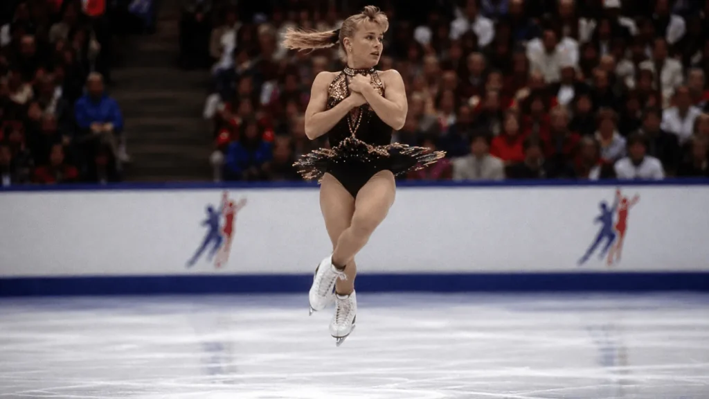 Tonya Harding net worth career highlight during a skating jump