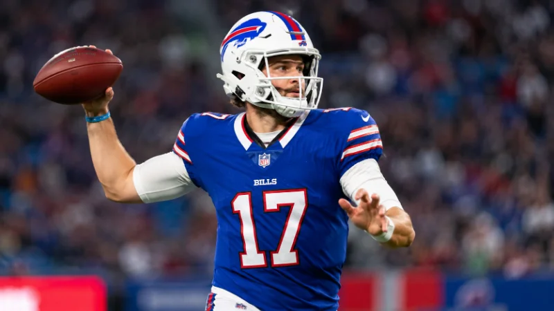 Kyle Allen throwing a touchdown pass in a Bills preseason game